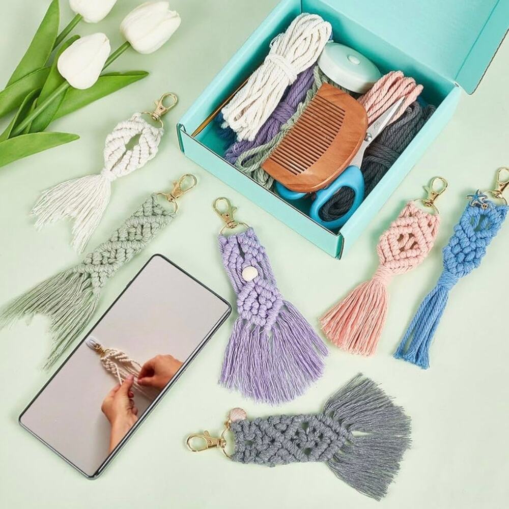 New DIY Seashell Macrame Keychain Kit for Beginners - Picture 4 of 7